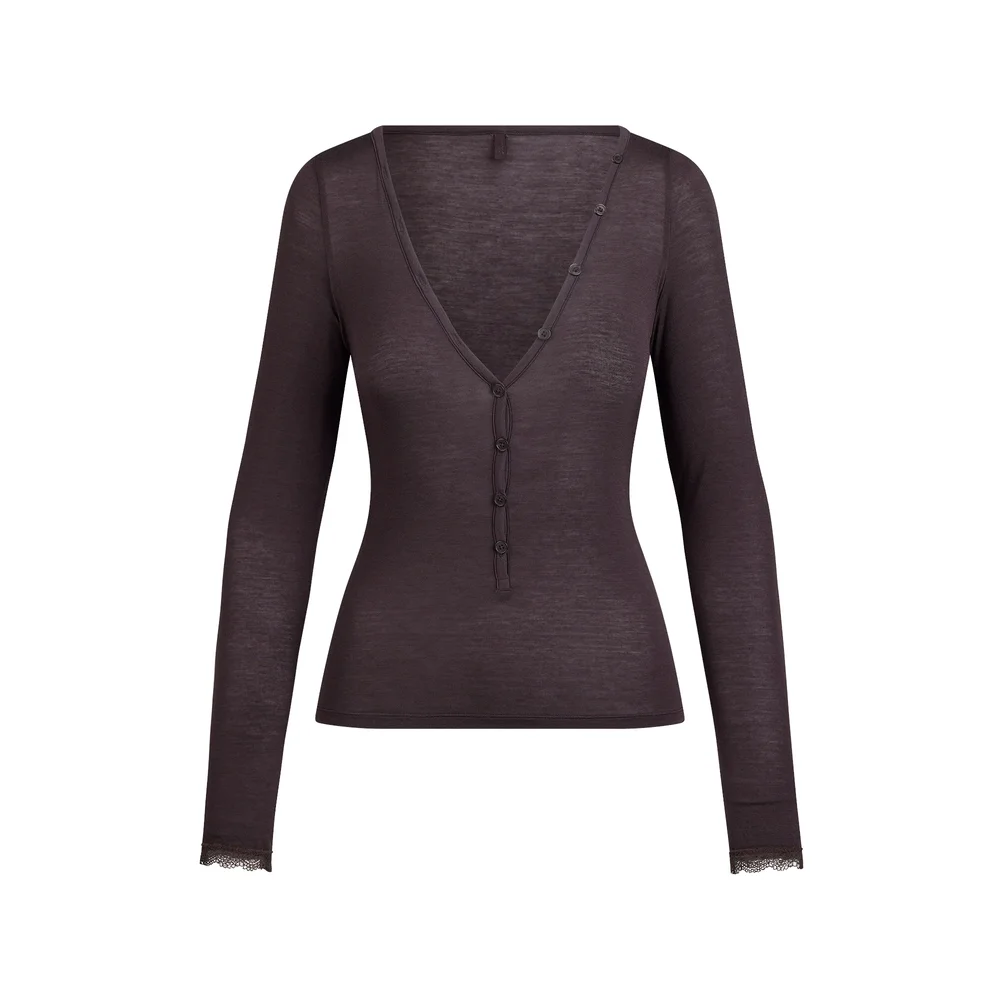 SHEER MODAL LONG SLEEVE HENLEY | PHOENIX