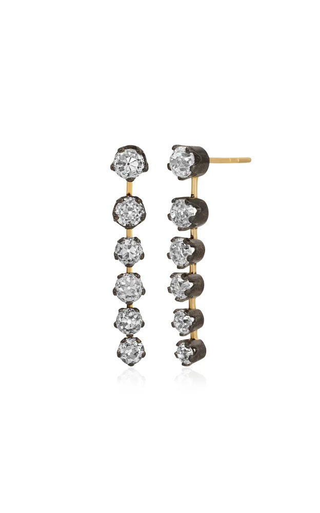 Victorian Fringe 18K Yellow Gold Diamond Rhodium-Plated Earrings