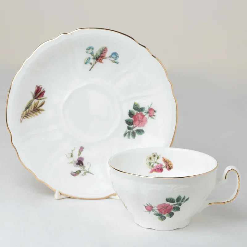 Heritage Botanical Garden Teacups and Saucers, Set of 2