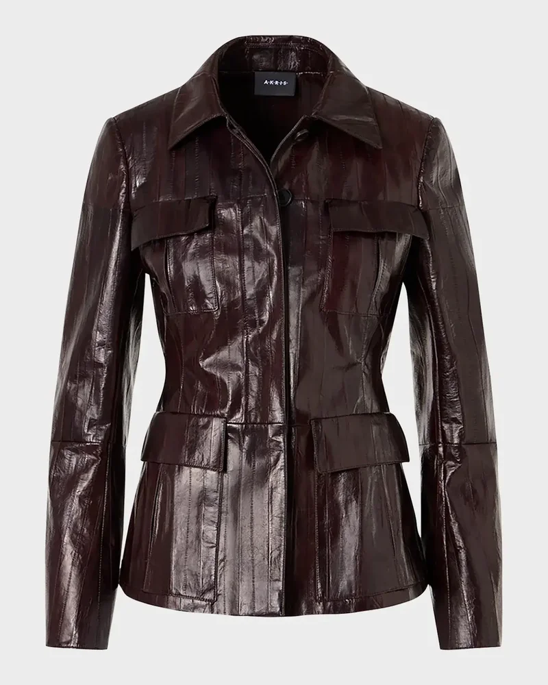 Kimia Lacquered Eel Leather Fitted Jacket