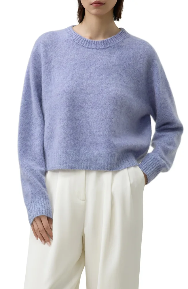 Brushed Two-Tone Seamless Cashmere Sweater