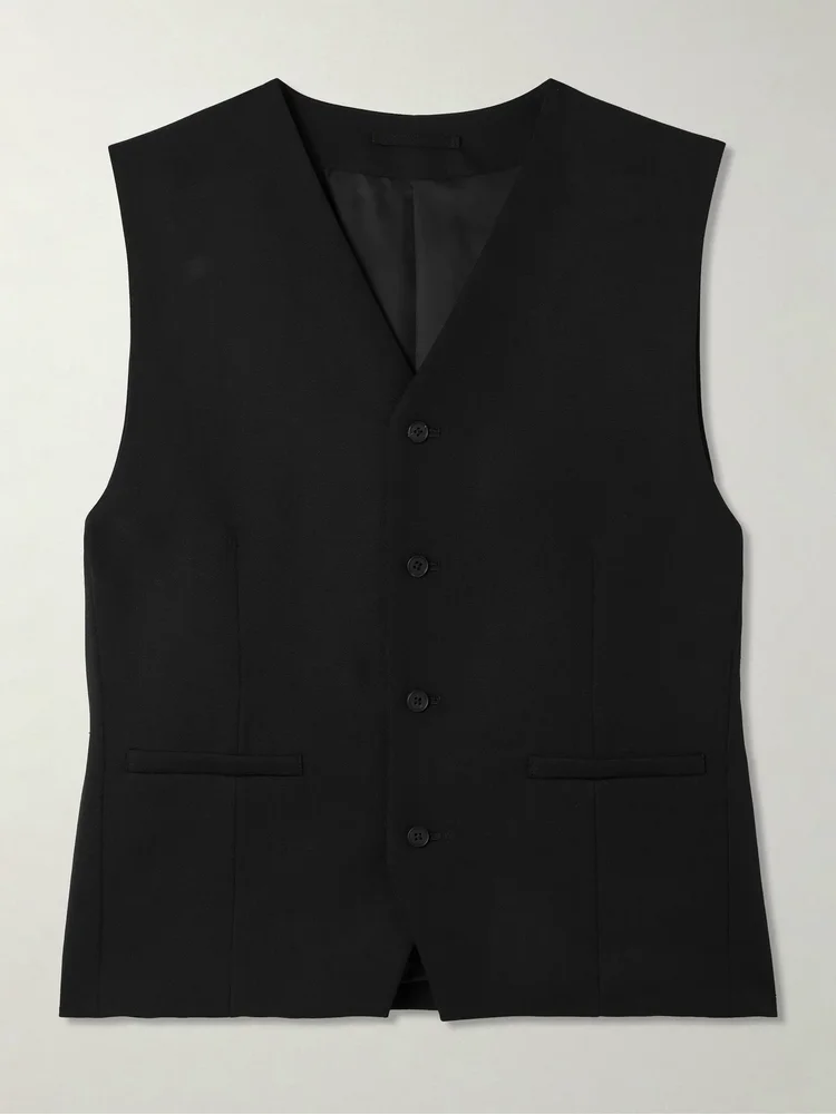 Belted wool-gabardine vest