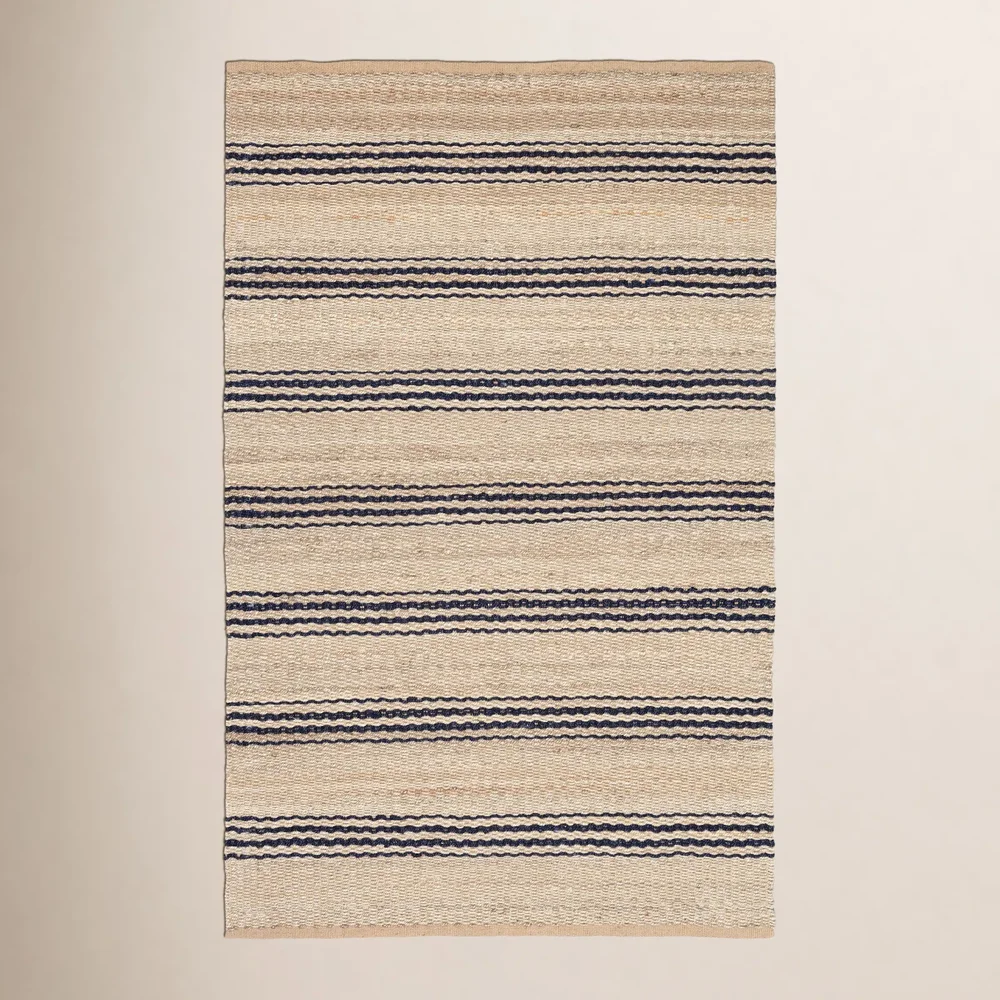 Jute Ticking Indigo Handwoven Rug, 2 x 3