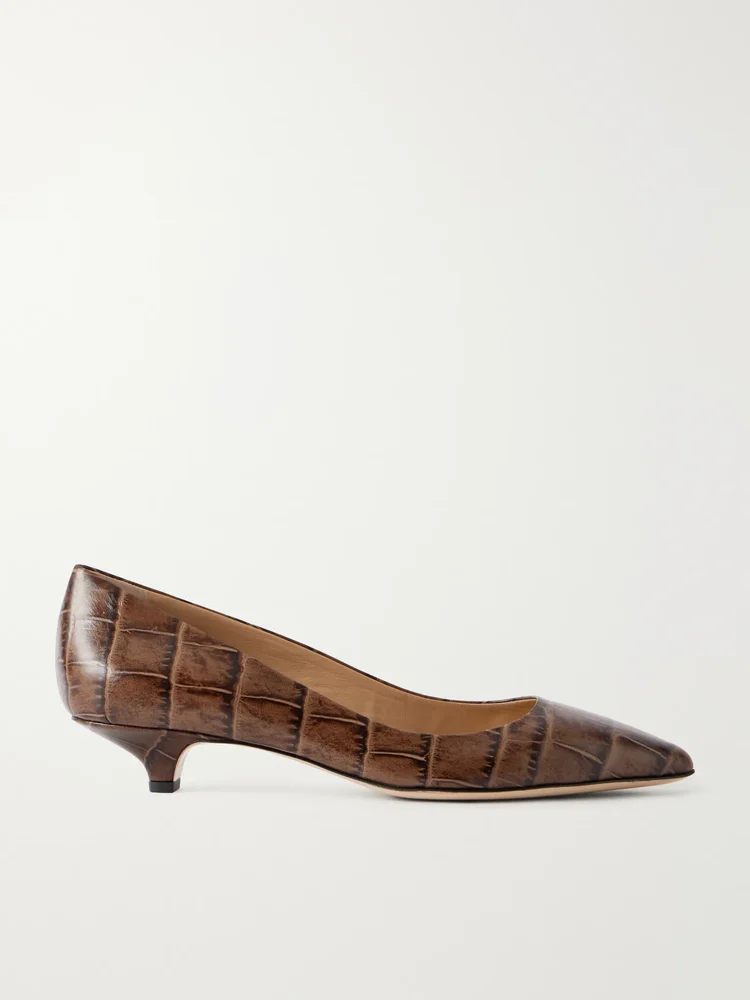 The Kitty croc-effect leather pumps
