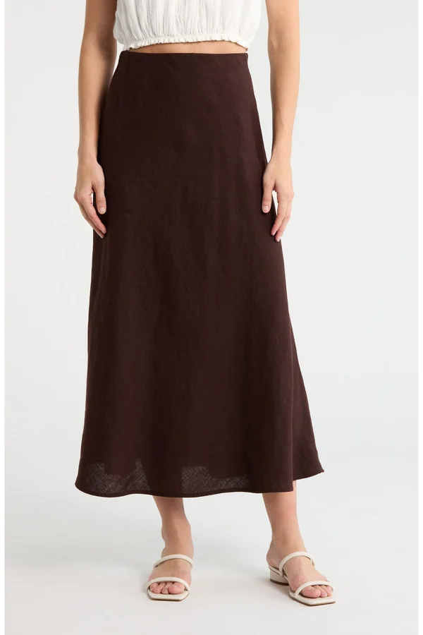 Linen Maxi Slip Skirt (Women)