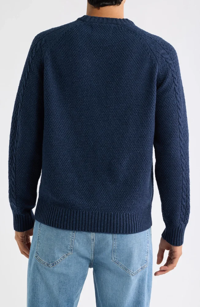 Waffle Knit Crewneck Sweater