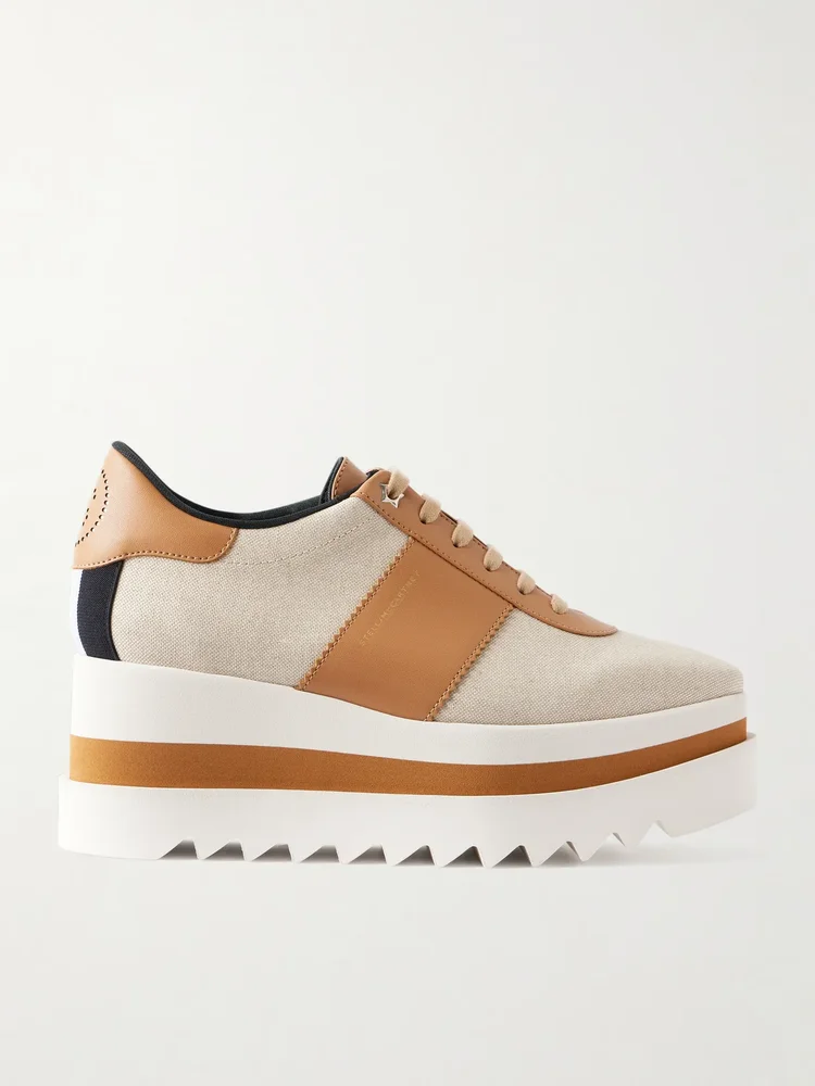 Sneak-Elyse Salt and Pepper exaggerated-sole canvas sneakers