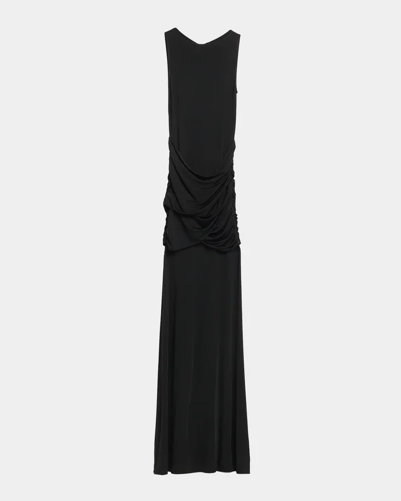 Sleeveless Draped Jersey Trumpet Gown