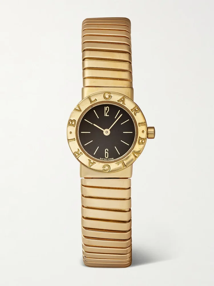 + Bvlgari Vintage 1990s Tubogas quartz-movement 18-karat gold watch, ref. BB232T (6'' wrist)