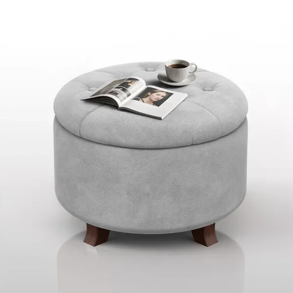 20-inch W Tufted Round Storage Ottoman