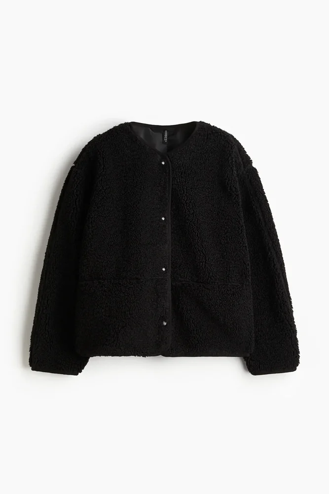 Collarless Teddy Fleece Jacket