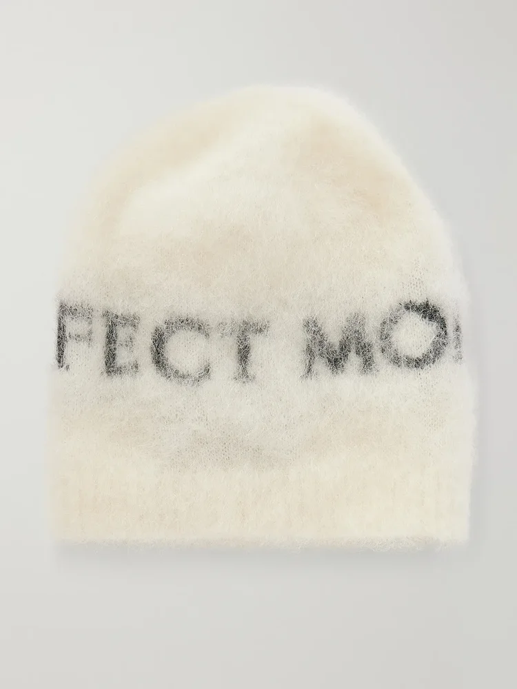 3D logo-intarsia brushed mohair-blend beanie