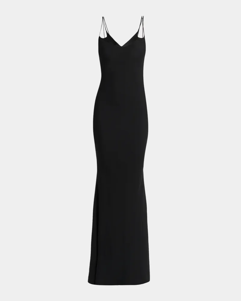 Strappy Satin Back Crepe Maxi Dress
