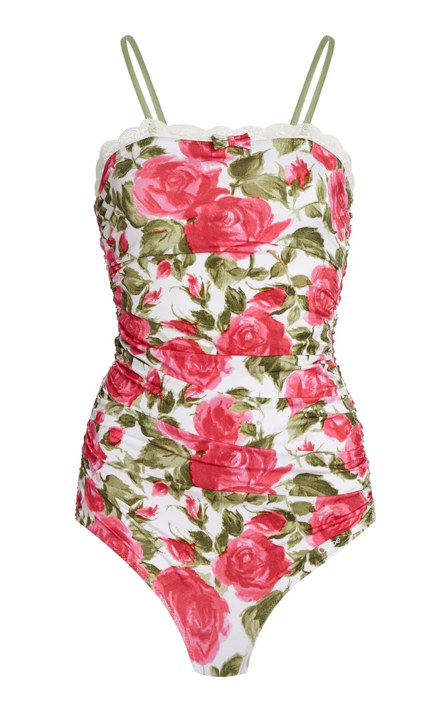 Printed Ruched One-Piece Swimsuit
