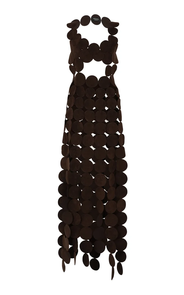 Multi Circle Faux Suede Maxi Dress