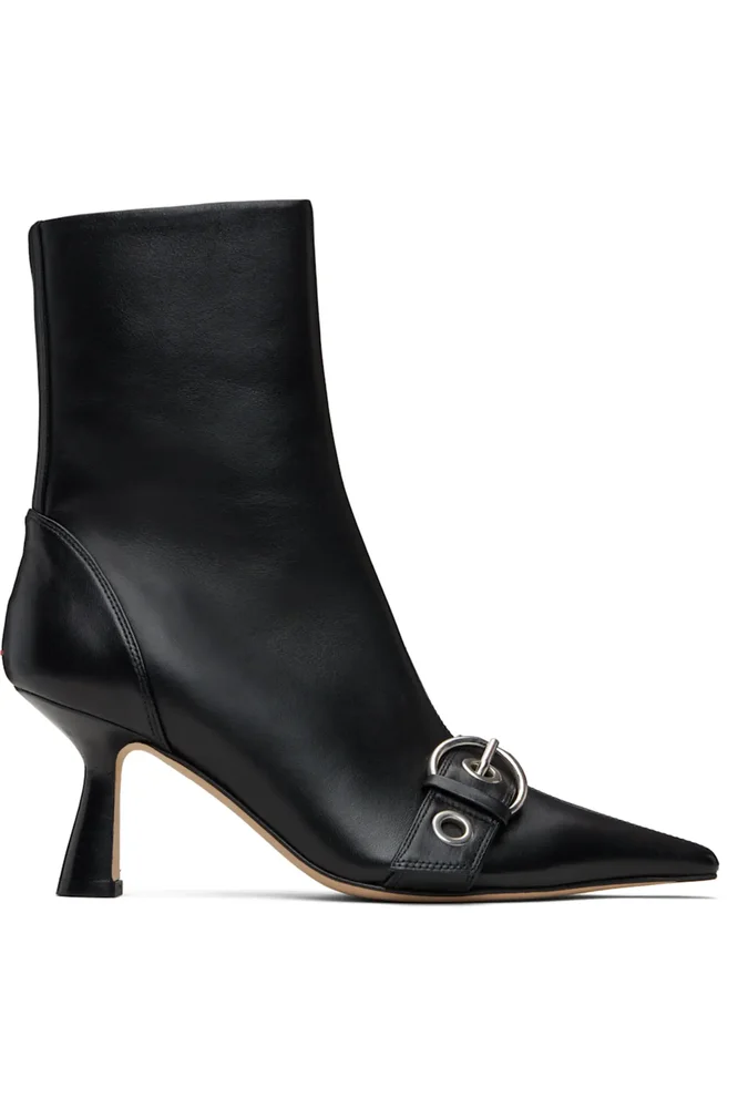 Black Halima Eyelet Pointed Boots