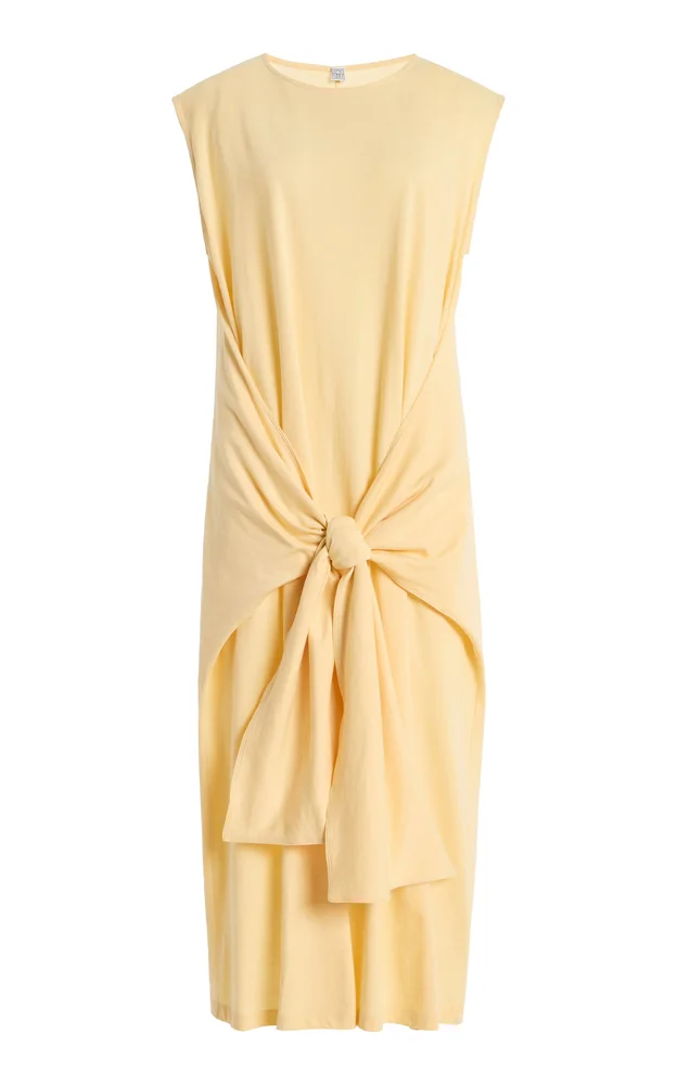 Tie-Detailed Jersey Midi Dress