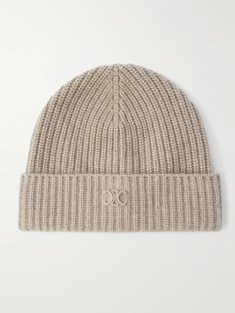 Logo-Embroidered Ribbed Cashmere Beanie
