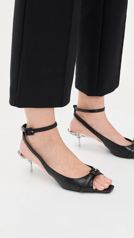 Leather Kitten Heel Sandals