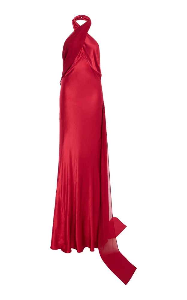 Reverie Satin Maxi Halter Dress