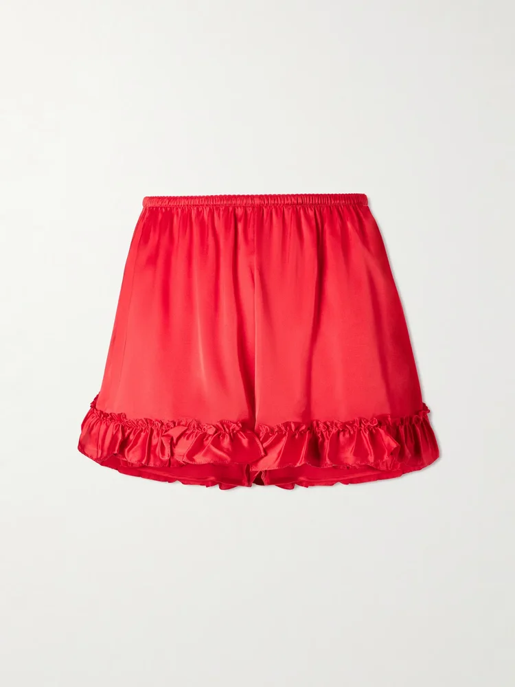 Ruffled satin shorts