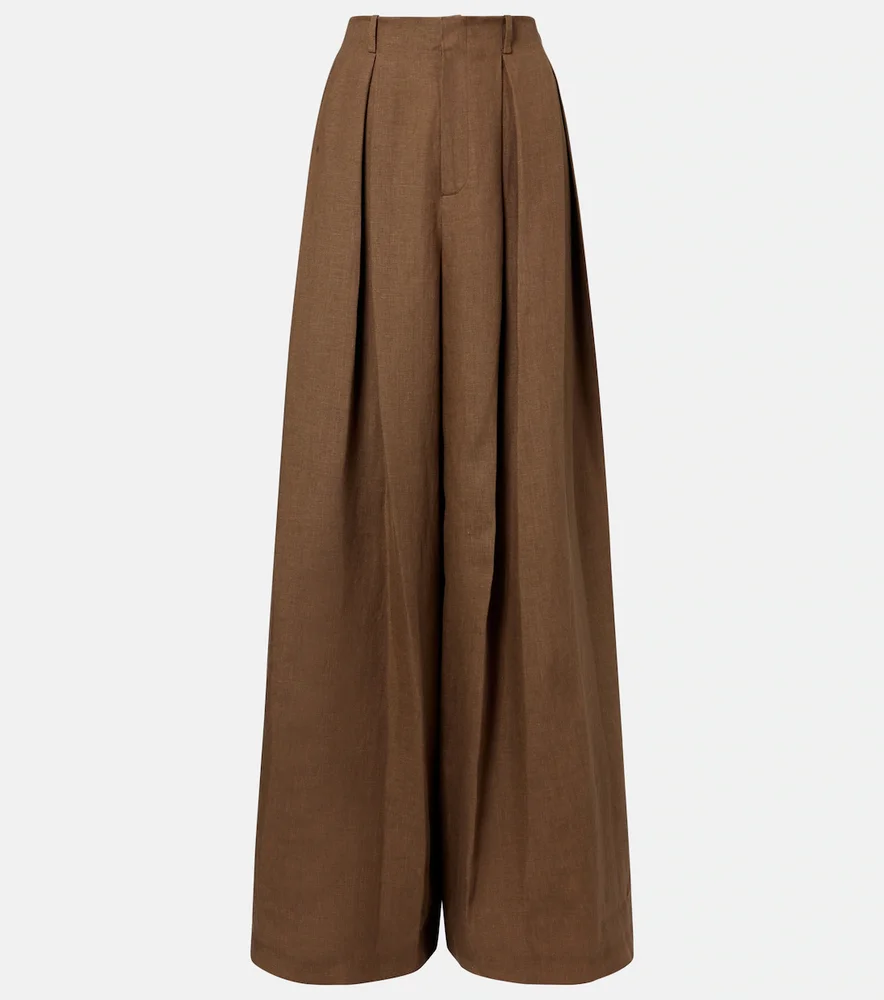 Greer linen, cashmere, and silk wide-leg pants