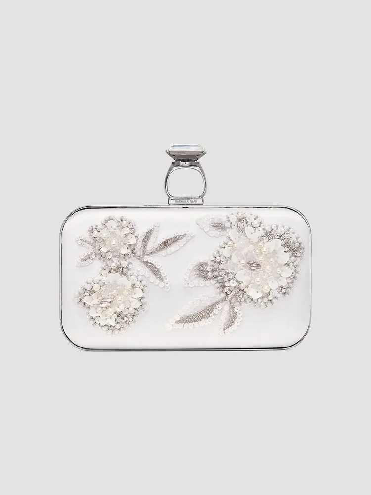 On The Rocks Embellished Satin Clutch