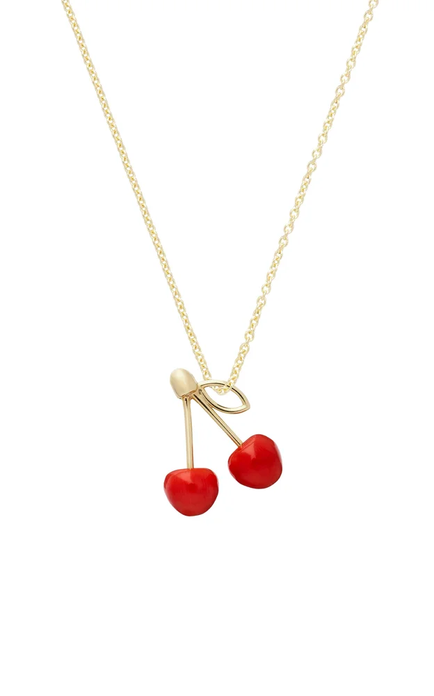 Cereza 9K Yellow Gold Coral Necklace