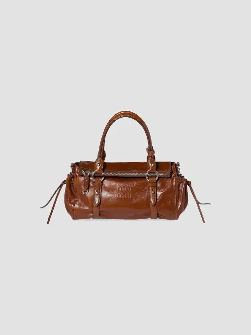Glossy Leather Top Handle Bag