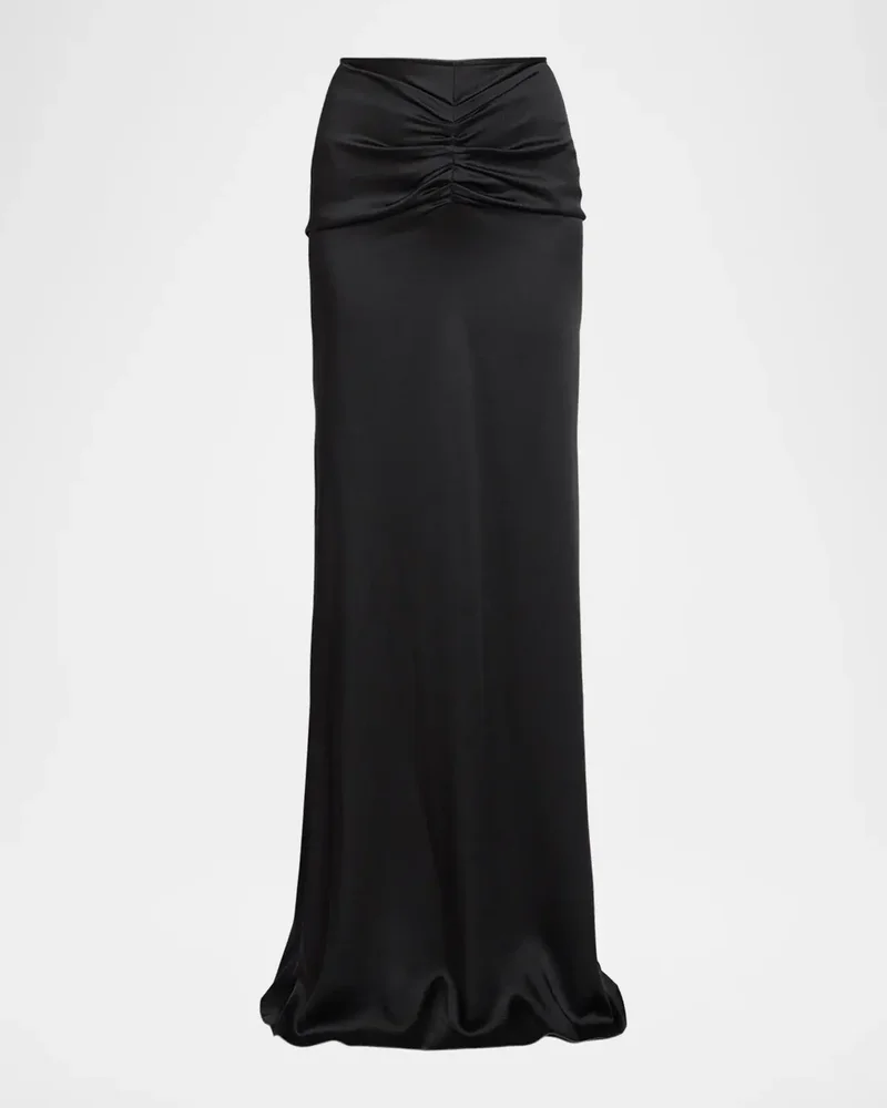 Isabella Satin Ruched Maxi Skirt