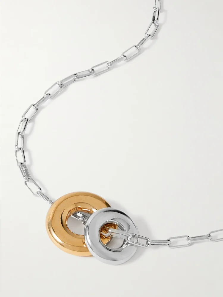 Moneta rhodium- and gold-plated recycled necklace
