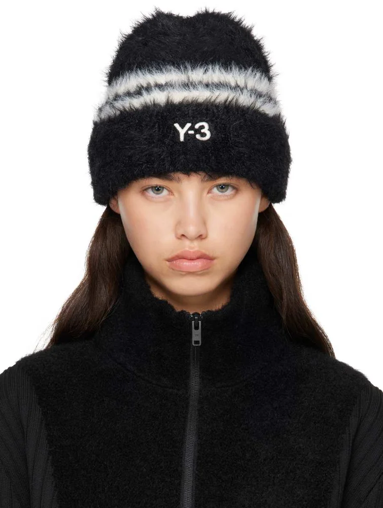 Black & White Y-3 Stripes Beanie