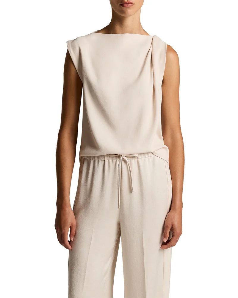 Crepe Draped Shoulder Sleeveless Top
