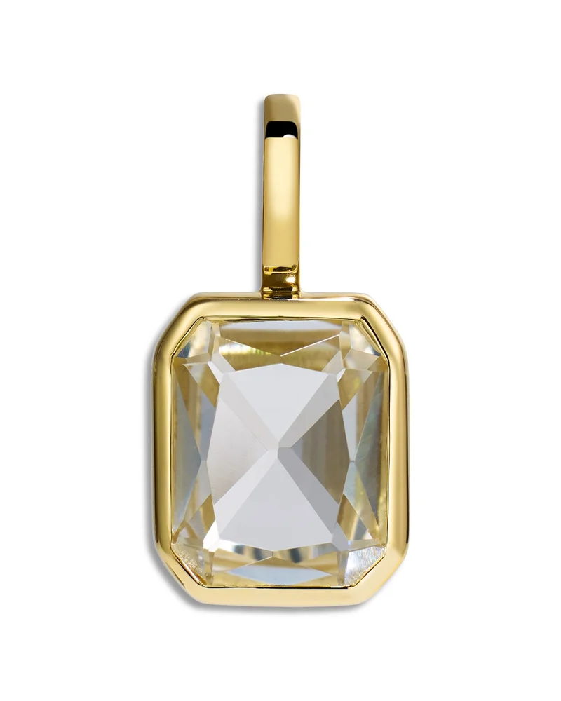 14K Yellow Gold White Topaz Lumen Octagon Pendant