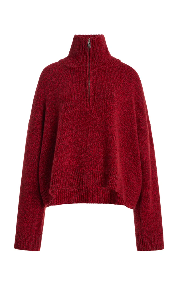 The Half Zip Marled Wool Sweater