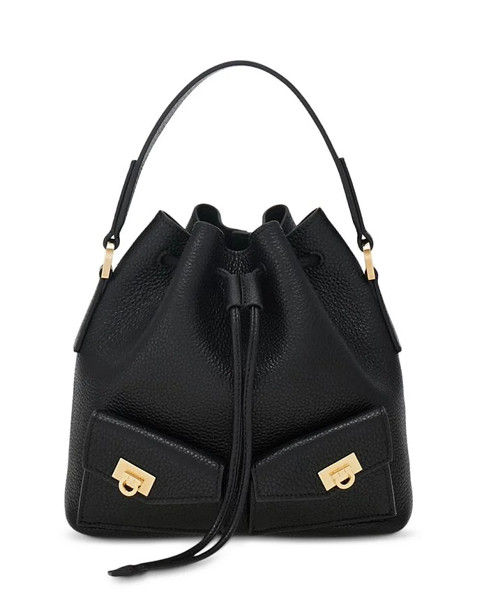 Mini Textured Leather Bucket Bag