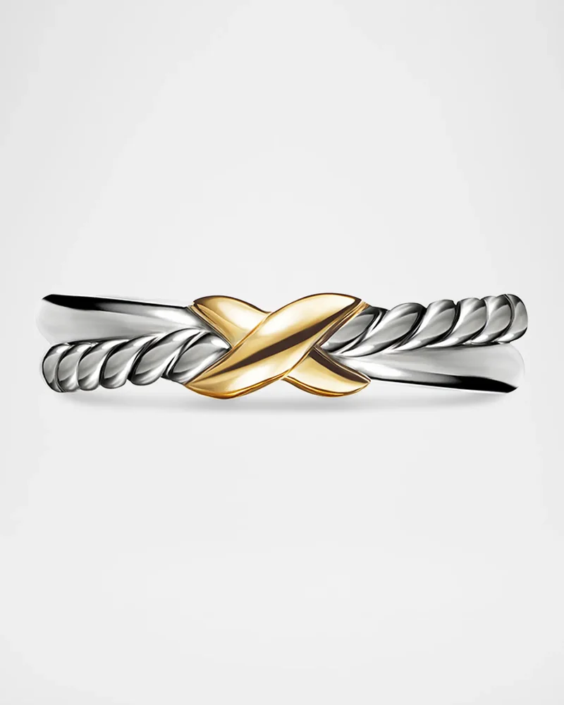 Petite X Ring in Silver with 18K Gold, 4mm