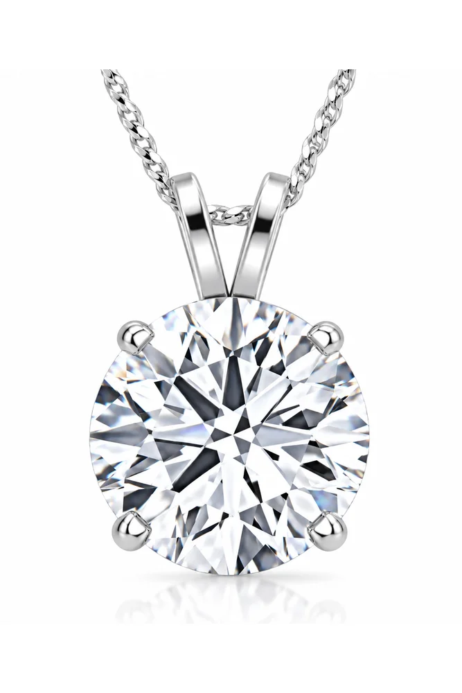 2Ct Solitaire Round Diamond Necklace in 14k Gold Lab Grown Pendant