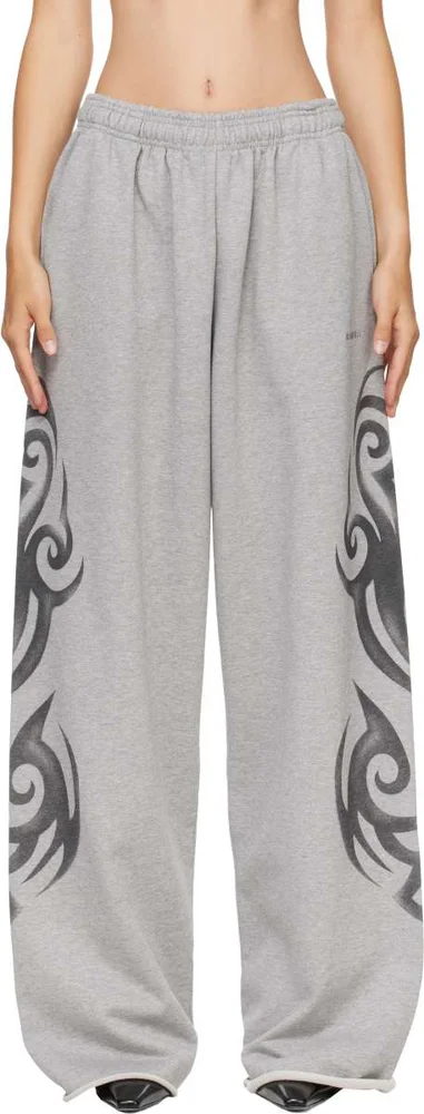 Gray Graffiti Printed Sweatpants