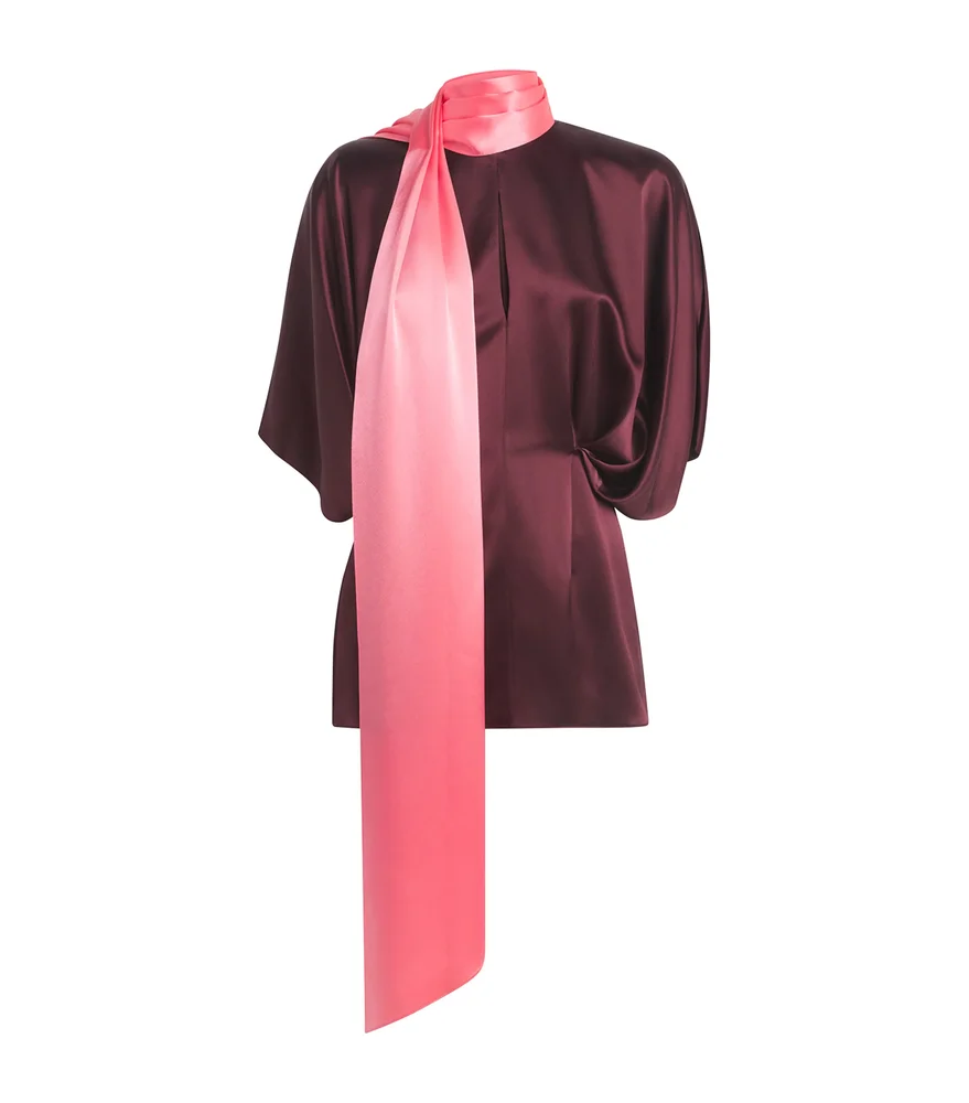 Tie-Neck Satin Luma Blouse