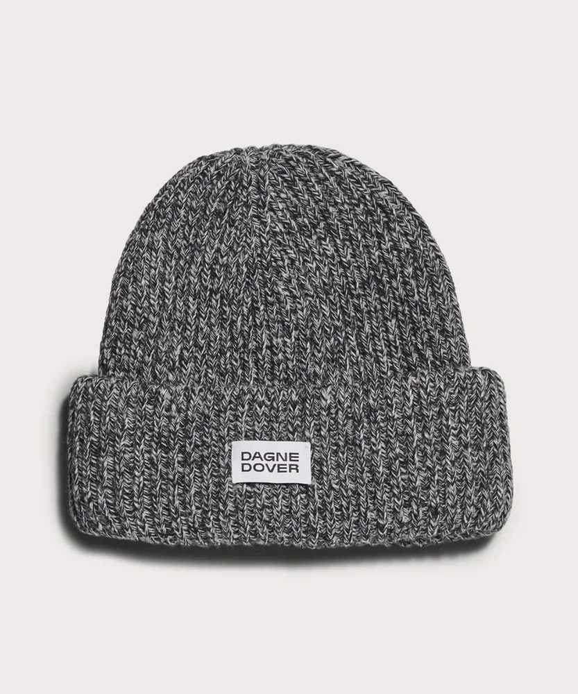 Chunky Knit Beanie in Onyx Marble