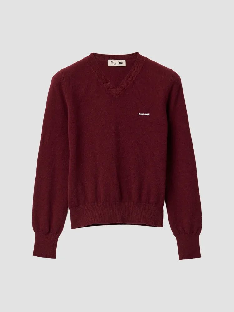V-Neck Wool Cardigan