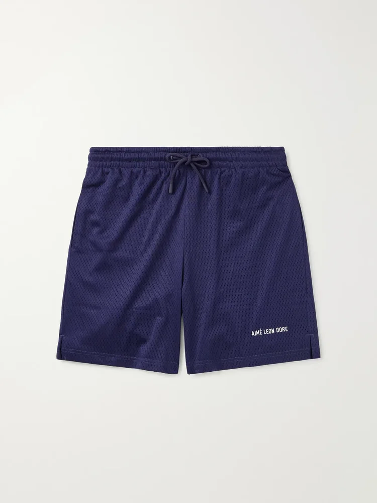 Straight-Leg Logo-Print Mesh Shorts