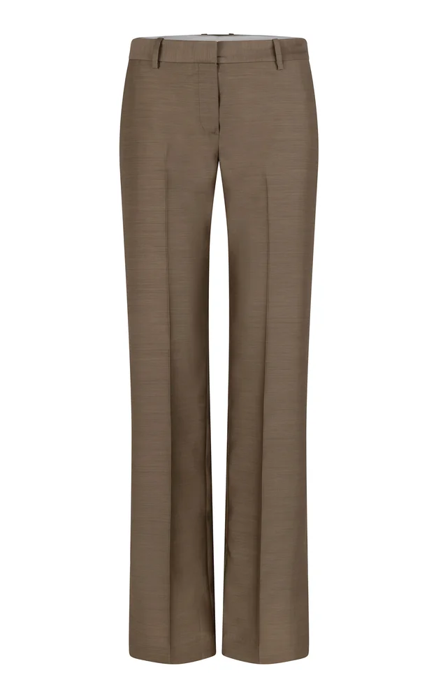 Petula Mid-Rise Straight-Leg Silk Trouser