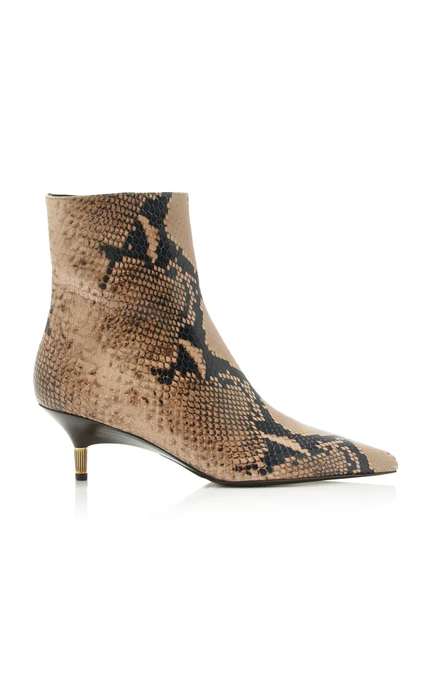 Bella Python-Embossed Leather Ankle Boots
