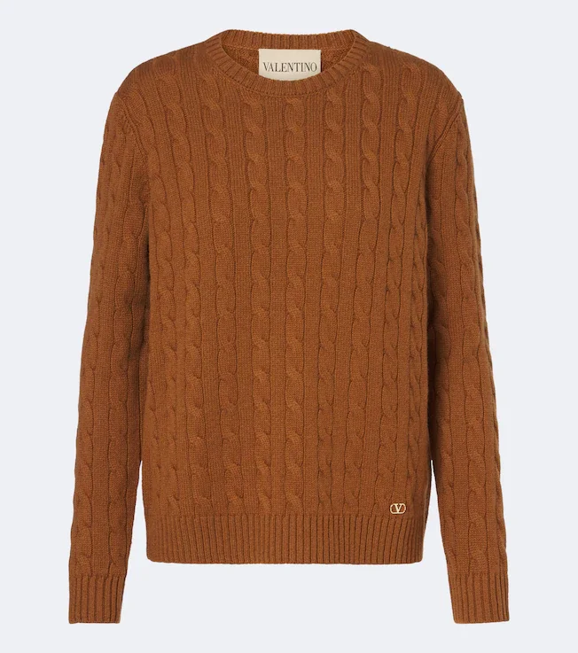 VLogo cable-knit cashmere sweater