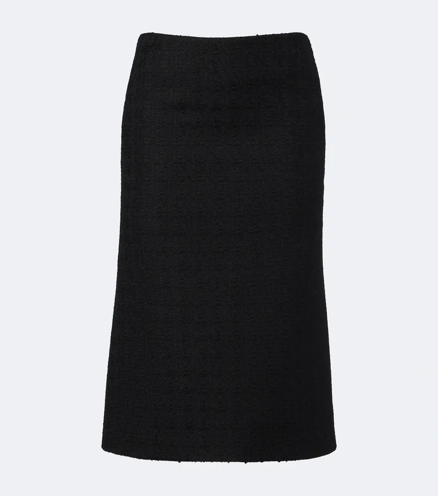 Wool and mohair tweed pencil skirt