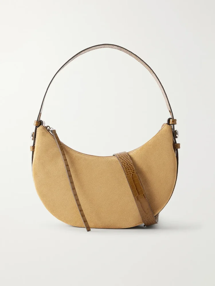 romy leather trimmed suede shoulder bag