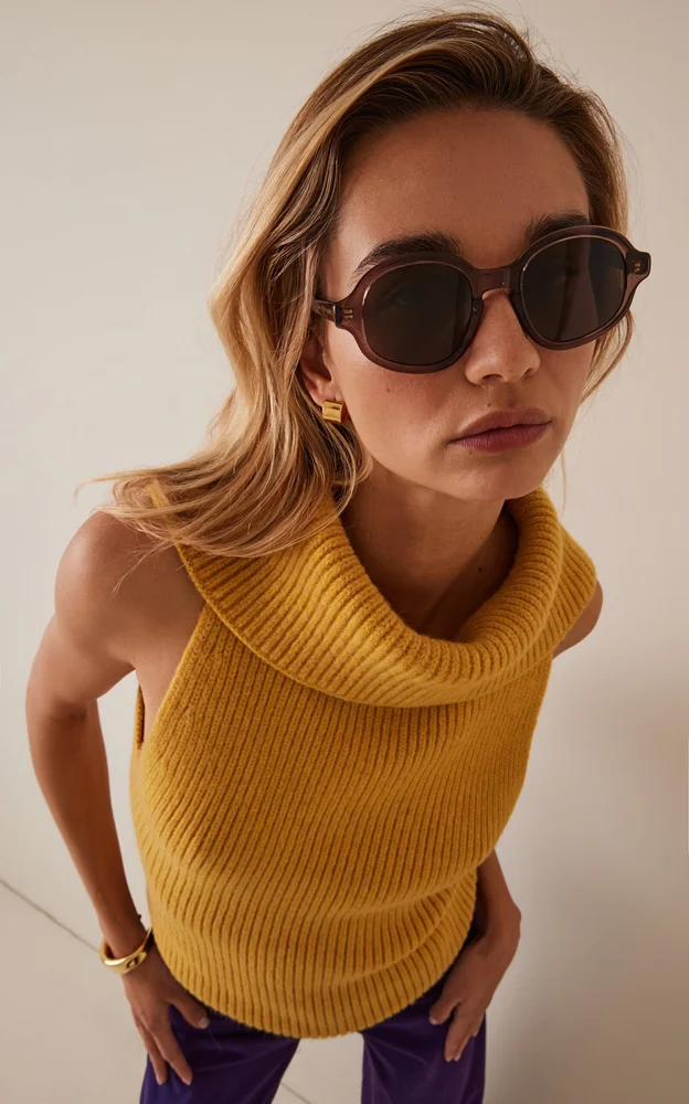 Round-Frame Acetate Sunglasses
