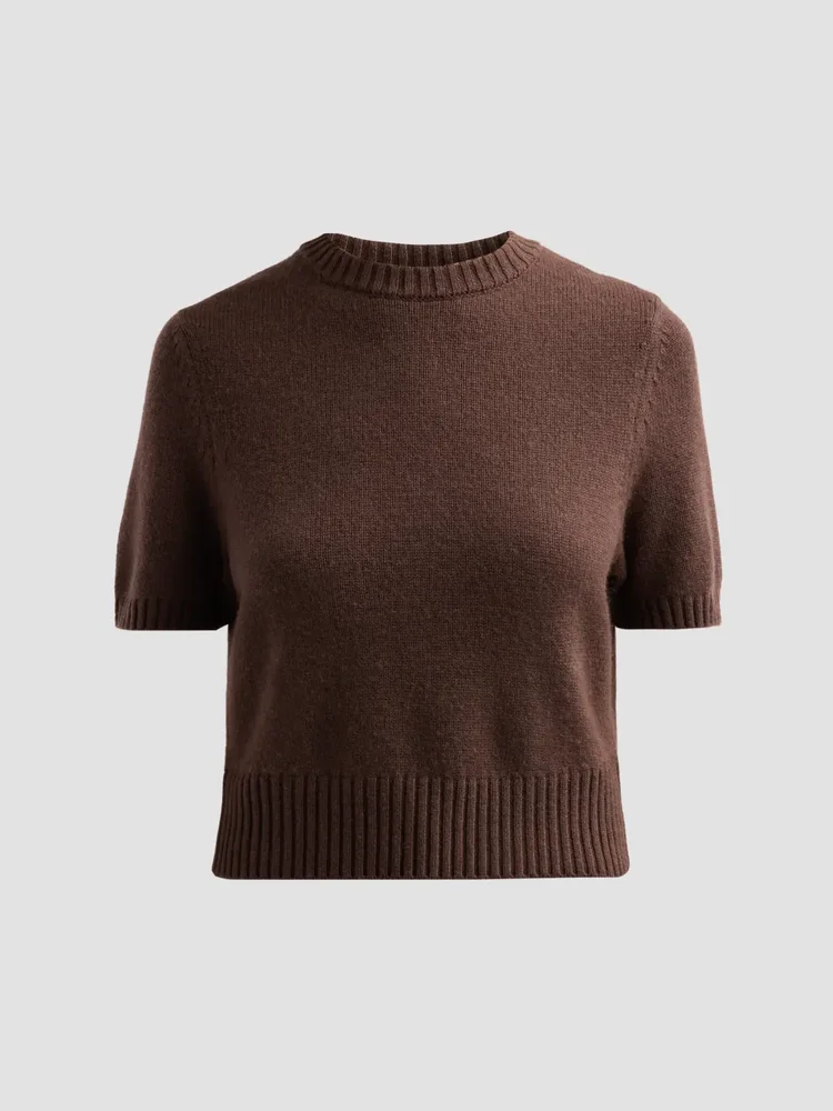 Elsie Wool-Cashmere Short-Sleeve Sweater